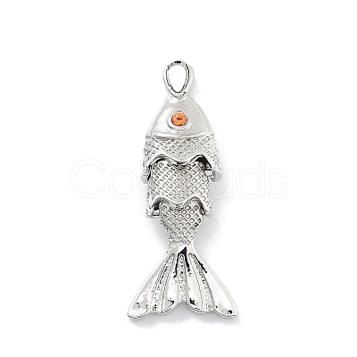 Fish Rack Plating Brass Micro Pave Cubic Zirconia Pendants KK-Z071-72A-01P-1