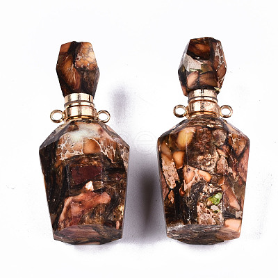 Assembled Synthetic Bronzite and Imperial Jasper Openable Perfume Bottle Pendants G-S366-058G-1