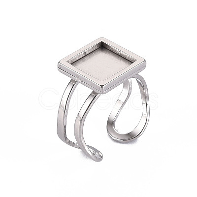 Tarnish Resistant 201 Stainless Steel Cuff Pad Ring Settings STAS-S080-041A-P-1