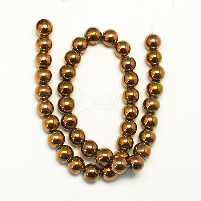 Non-magnetic Synthetic Hematite Beads Strands G-S096-6mm-4-1