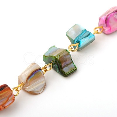 Handmade Sea Shell Beads Chains for Necklaces Bracelets Making AJEW-JB00067-07-1