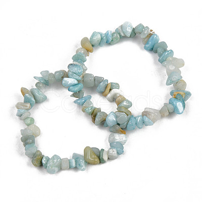 Unisex Chip Natural Flower Amazonite Beaded Stretch Bracelets BJEW-S143-26-1