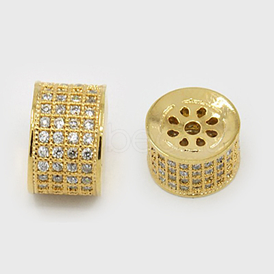 Brass Micro Pave Cubic Zirconia Beads ZIRC-F001-85G-1