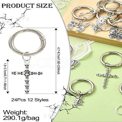24Pcs 12 Styles Skull Alloy Shoes Charms HJEW-CJ00043-1