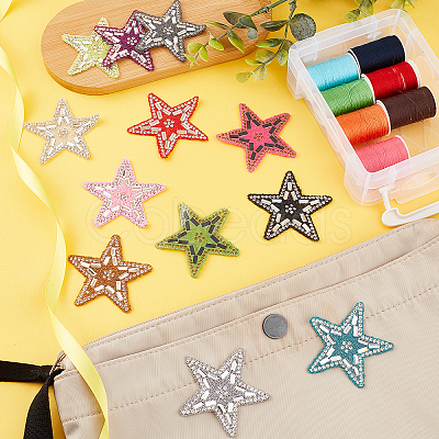 12Pcs 12 Colors Star Glitter Hotfix Rhinestone DIY-PH0006-97-1
