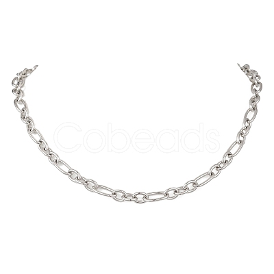 7MM 304 Stainless Steel Figaro Chains Chain Necklaces for Women NJEW-JN05925-1