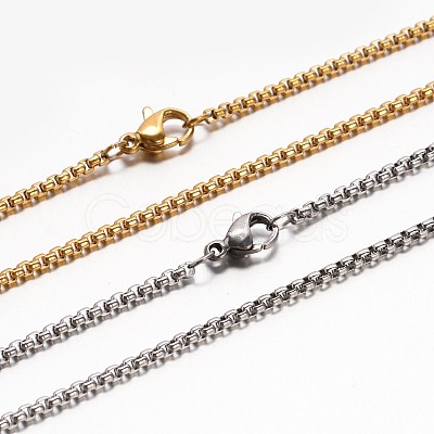 304 Stainless Steel Box Chain Necklaces NJEW-E026-11-1