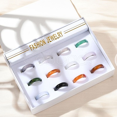 Natural Agate Rings X-RJEW-S042-04-B-1