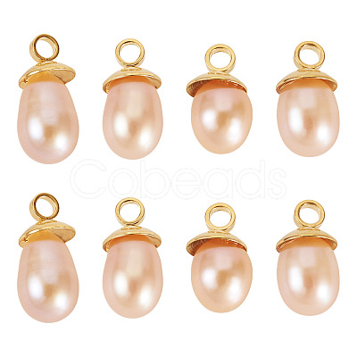 8Pcs Natural Pearl Pendants PALLOY-TAC0180-1
