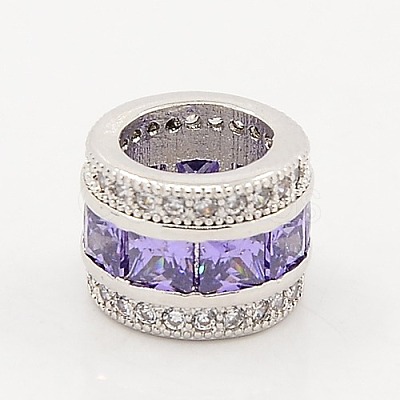 Medium Purple CZ Jewelry Findings Brass Micro Pave Cubic Zirconia Beads X-ZIRC-M015-25P-NR-1