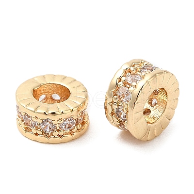 Rack Plating Brass Micro Pave Cubic Zirconia Beads KK-A186-03B-LG-1
