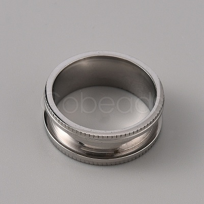 201 Stainless Steel Grooved Finger Ring Settings STAS-WH0027-26C-P-1