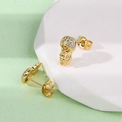 Brass Micro Pave Clear Cubic Zirconia Earrings EJEW-D328-03G-05-1