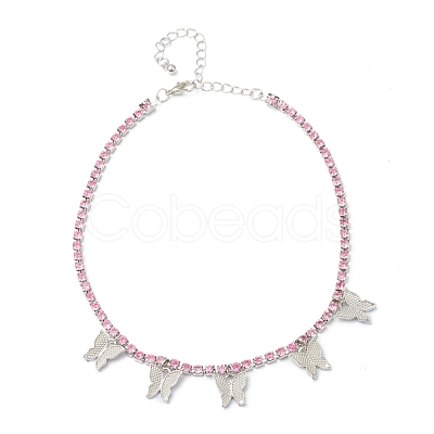 Alloy Rhinestone Cup Chain Necklaces NJEW-H217-02P-1
