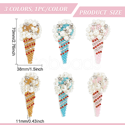 3Pcs 3 Colors Ice Cream Pattern Felt Ornament Accessories DIY-FG0003-94-1