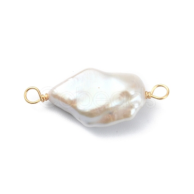 Natural Baroque Pearl Keshi Pearl Copper Wire Wrapped Connector Charms PALLOY-JF02085-01-1