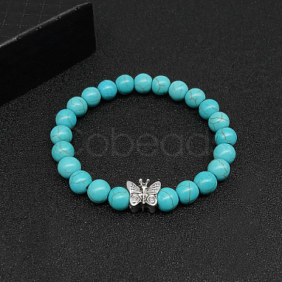 Synthetic Turquoise Stretch Bracelets for Women Men IS4293-2-1