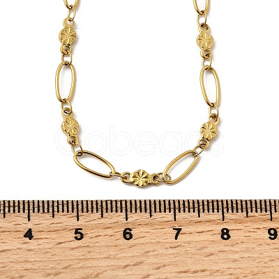 304 Stainless Steel Flower Link Chain Necklaces for Women NJEW-A046-02C-G-1