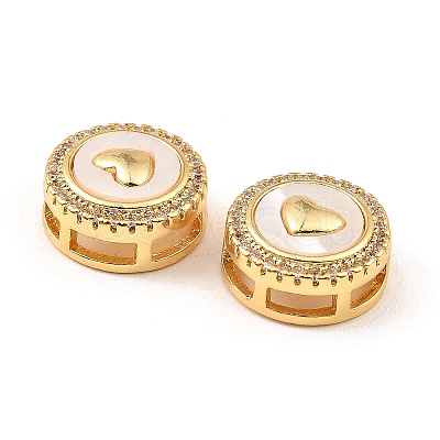 Brass Micro Pave Clear Cubic Zirconia Slide Charms KK-K342-09G-05-1