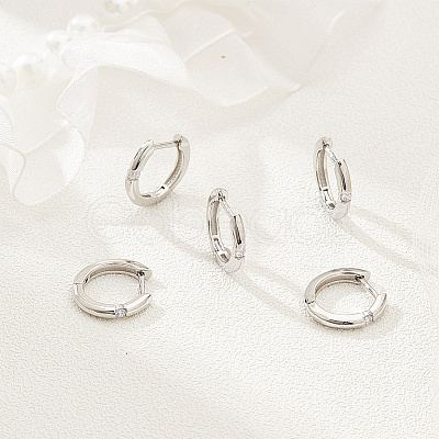 Brass Micro Pave Cubic Zirconia Hoop Earring for Women EJEW-WH0013-97P-1