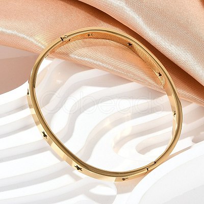 Hollow Star 304 Stainless Steel Hinged Bangles BJEW-L610-20G-1