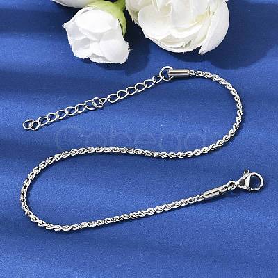 Twist 304 Stainless Steel Link Chains Bracelets for Women BJEW-K240-09P-1