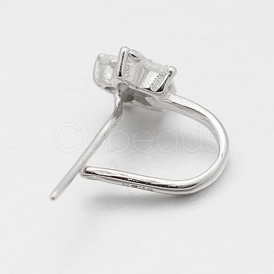 Anti-Tarnish Trendy Rhodium Plated 925 Sterling Silver Micro Pave Cubic Zirconia Pinch Bails STER-M081-072B-1