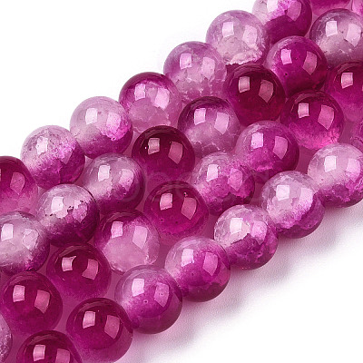 Crackle Baking Paint Imitation Jade Glass Beads Strands DGLA-T003-10mm-12-1
