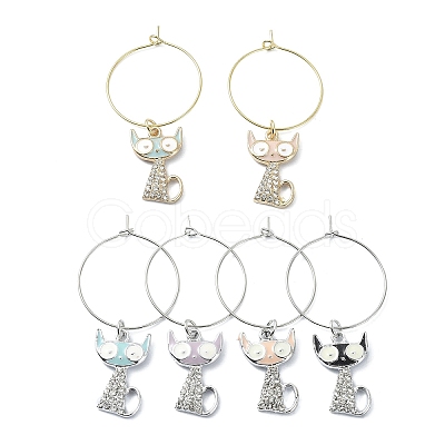 Cat Shape Alloy Enamel Wine Glass Charms AJEW-JO00221-1