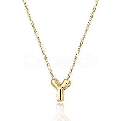 Brass Initial Pendant Box Chain Necklaces for Women FS-WG5C822-25-1