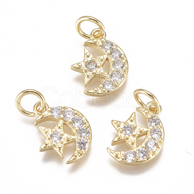 Brass Micro Pave Cubic Zirconia Charms ZIRC-F111-20G-1