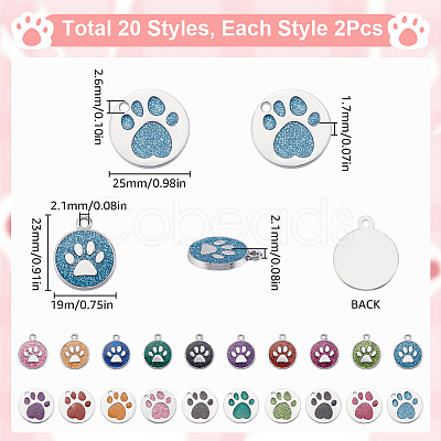 40Pcs 20 Styles Enamel Pendants ENAM-SP0001-01-1
