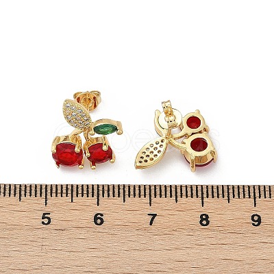 Brass Pave Cubic Zirconia Stud Earrings for Women EJEW-A126-03G-1