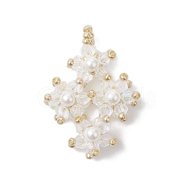 Imitate Austrian Crystal Glass & Glass Seed Beads Pendants PALLOY-MZ01060-02-1