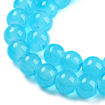 Baking Painted Imitation Jade Glass Round Bead Strands X-DGLA-Q021-6mm-06-1