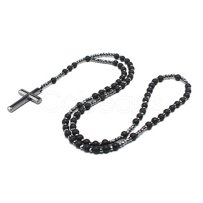Black Labradorite & Black Hematite Pendant Necklaces PW-WG39403-01-1