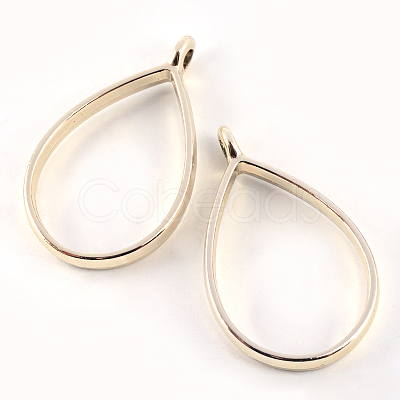 Rack Plating Alloy Teardrop Open Back Bezel Pendants PALLOY-S047-29E-FF-1
