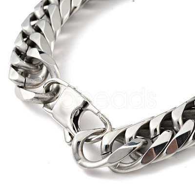 Non-Tarnish 201 Stainless Steel Cuban Link Chains Bracelet for Men Women Hand Polished BJEW-H550-07D-P-1
