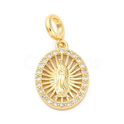 Brass Clear Cubic Zirconia European Dangle Pendants KK-D325-28G-09-1