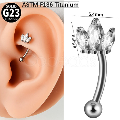 G23 Titanium Clear Cubic Zirconia Eyebrow Curved Barbell Rings WG7A99B-07-1