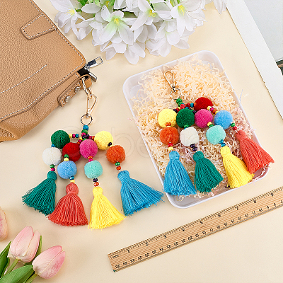 Cotton Tassels Pendant Decorations HJEW-WH0102-014-1