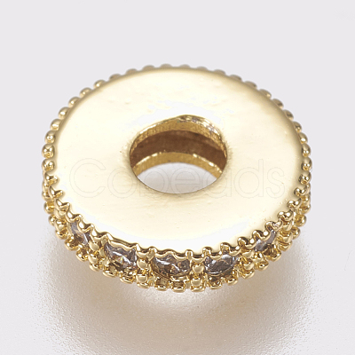 Brass Micro Pave Cubic Zirconia Bead Spacers ZIRC-K074-11A-01G-1