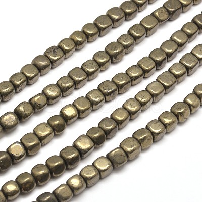 Cube Natural Pyrite Beads Strands G-G-I126-18-6x6mm-1