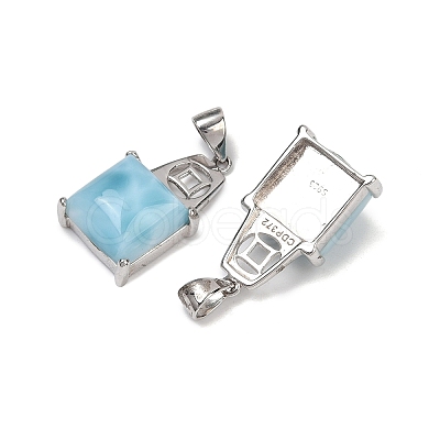 2Pcs Natural Larimar Square Coin Pendants SJEW-D300-01P-1