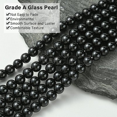 Eco-Friendly Glass Pearl Beads Strands HY-A008-8mm-RB080-1