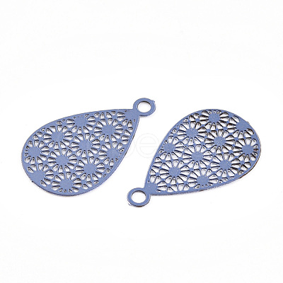 Spray Painted 430 Stainless Steel Filigree Pendants STAS-WH0047-78A-1