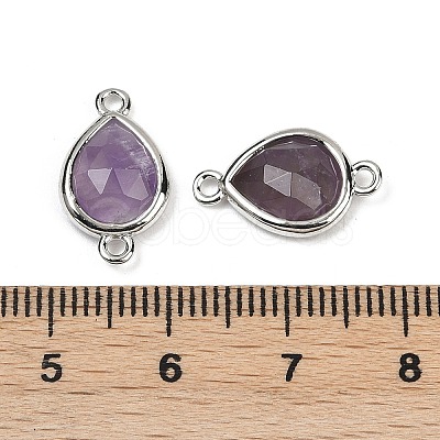 Natural Amethyst Faceted Connector Charms G-L514-048G-09-1