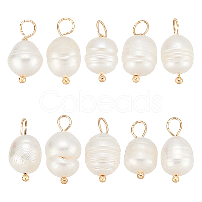 10Pcs Natural Cultured Freshwater Pearl Pendants FIND-LP0001-54-1