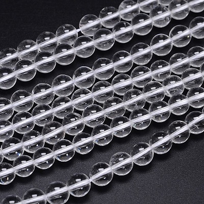 Round Natural Grade AA Quartz Crystal Beads Strands G-H1648-8mm-01N-AA-1