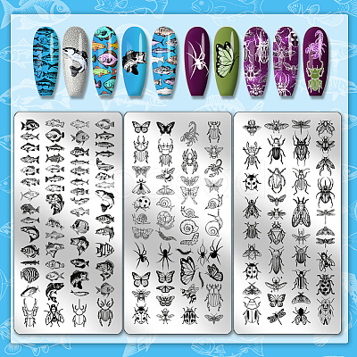 Stainless Steel DIY Nail Art Templates MRMJ-WH0092-180-1